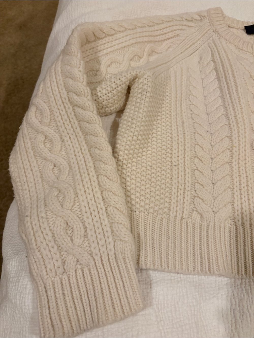 Nili Lotan Coras Cream Cable Knit Crewneck Sweater - Picture 4 of 10